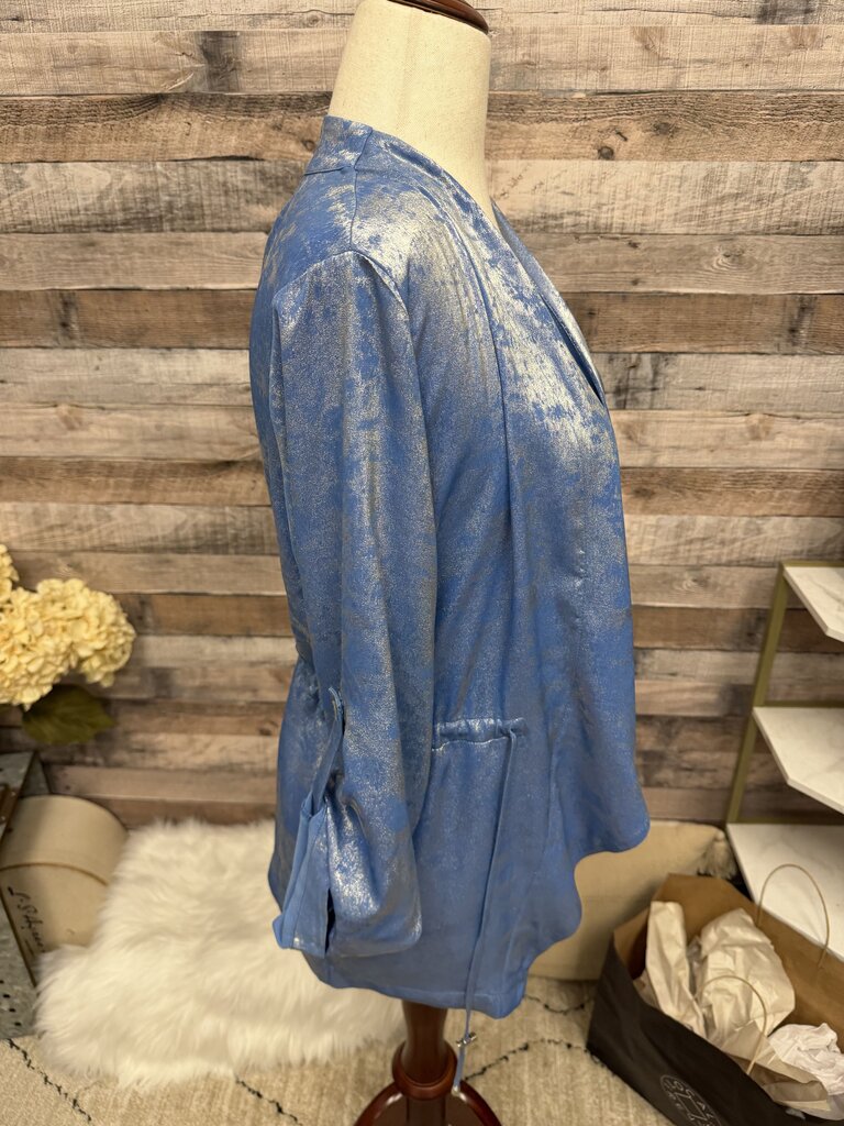 Blue Colleen Lopez Jacquard Satin Kimono Jacket