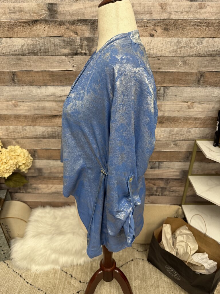 Blue Colleen Lopez Jacquard Satin Kimono Jacket