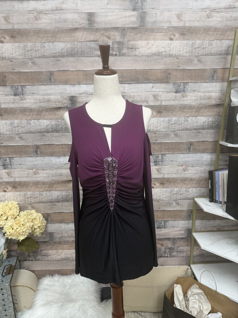 Purple Venus Brand Twist-Front Embellished Design Detail Sleeveless Top