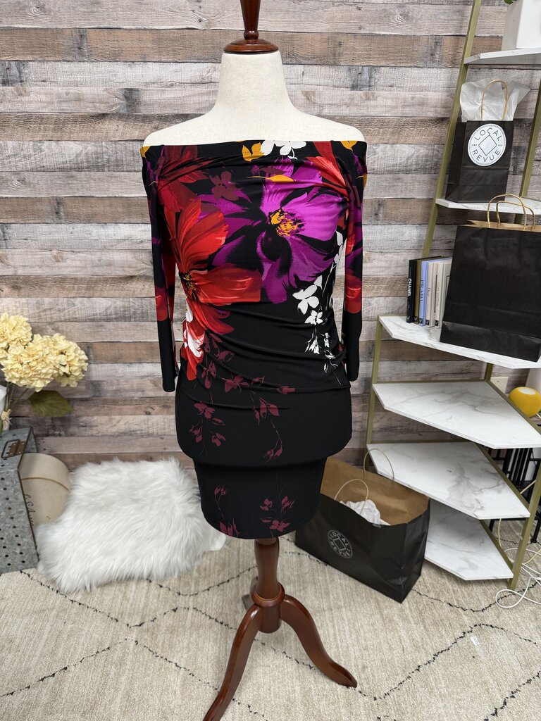 Black/Red/Purple Floral Venus Bodycon Dress