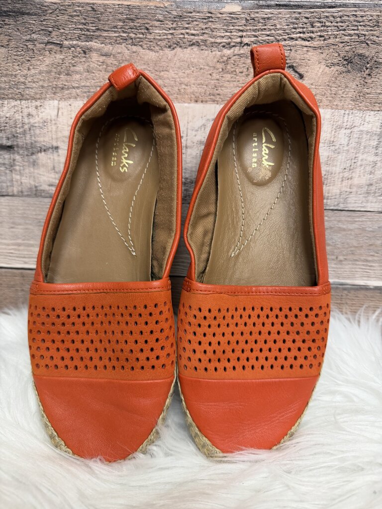 Orange Clarks Artisan Reeney Helen Leather Espadrille Flats
