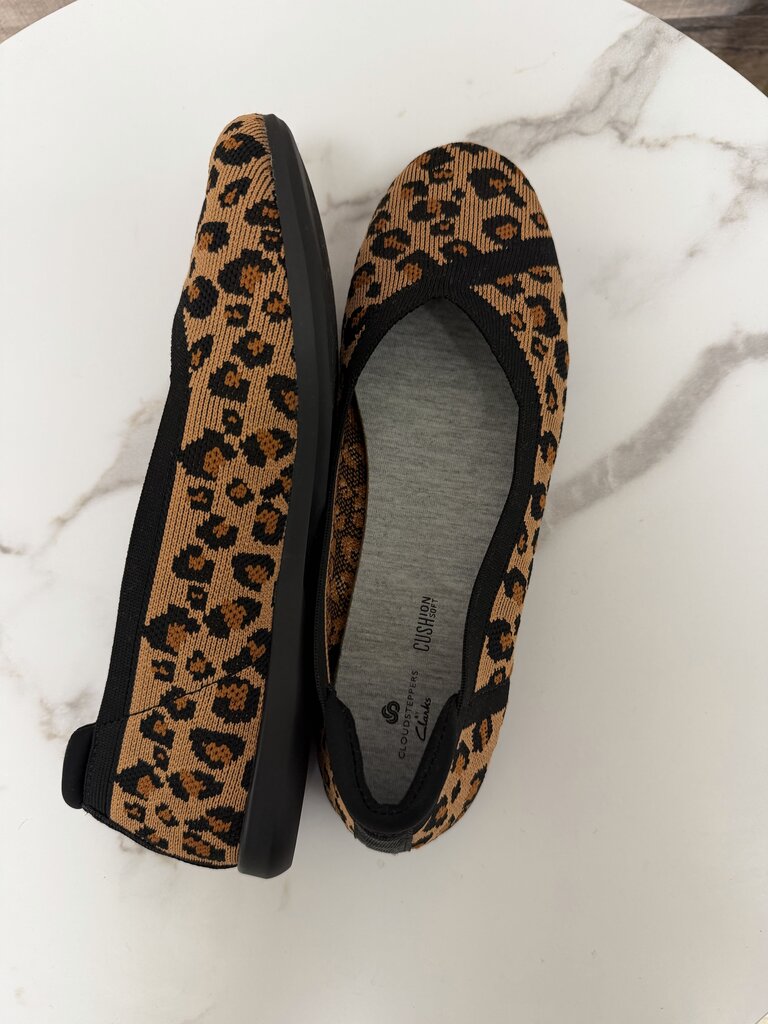 Brown Leopard Print Clarks Cloudsteppers Carly Wish Ballet Flats