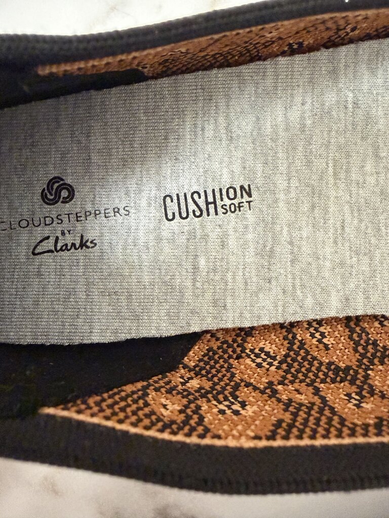 Brown Leopard Print Clarks Cloudsteppers Carly Wish Ballet Flats Clarks Cloudsteppers Carly Wish Brown 7 women SHOES