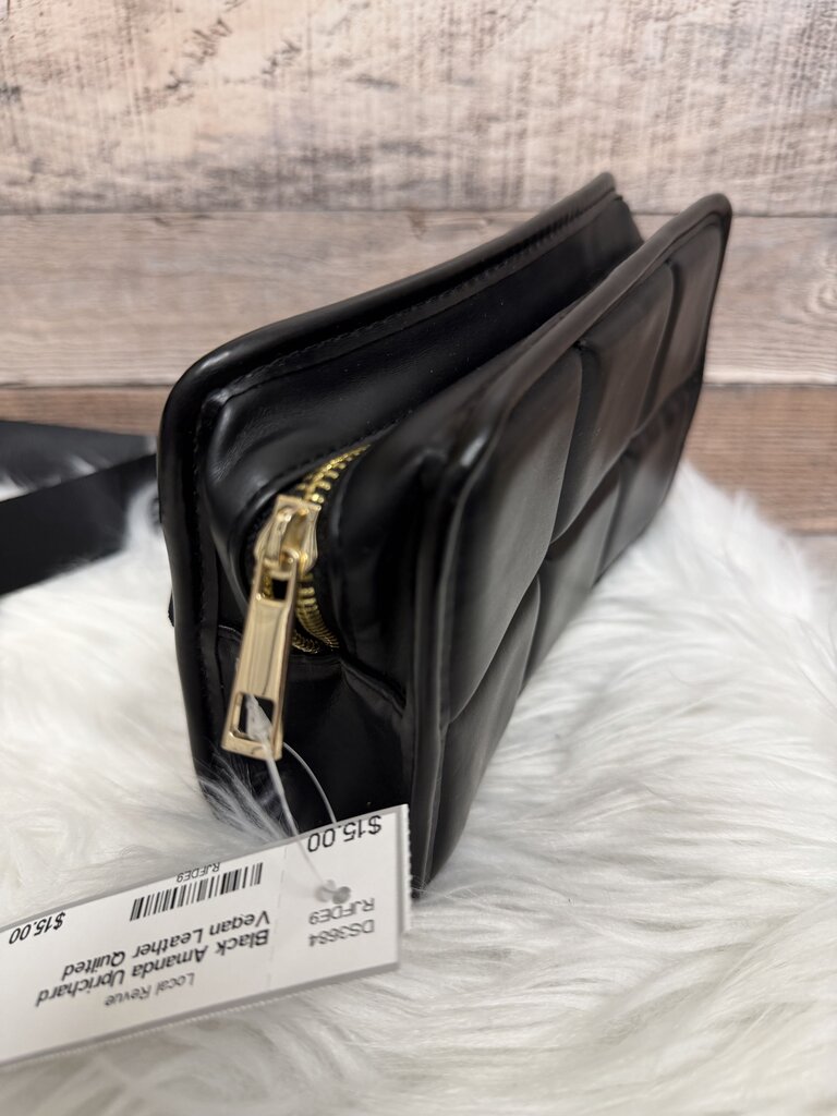 Black Amanda Uprichard Vegan Leather Quilted Crossbody Bag