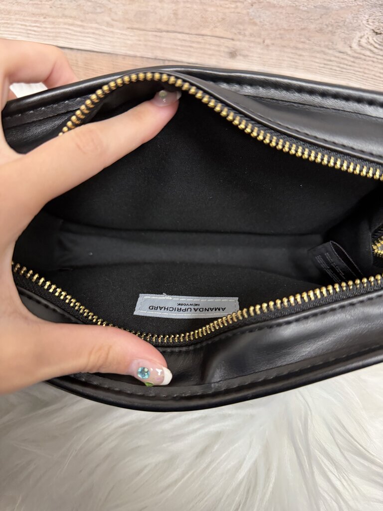 Black Amanda Uprichard Vegan Leather Quilted Crossbody Bag