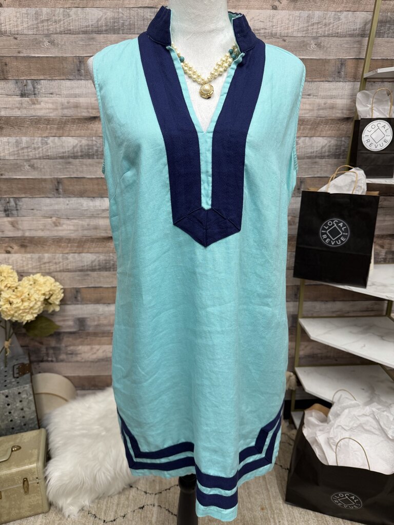 Sail to Sable Aqua & Navy Sleeveless Dress
