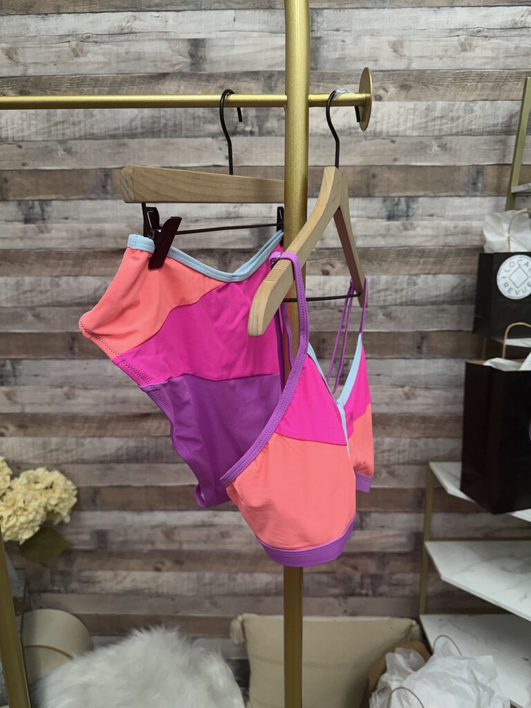 NWT Popvil Pink & Coral Colorblock Bikini Bottom