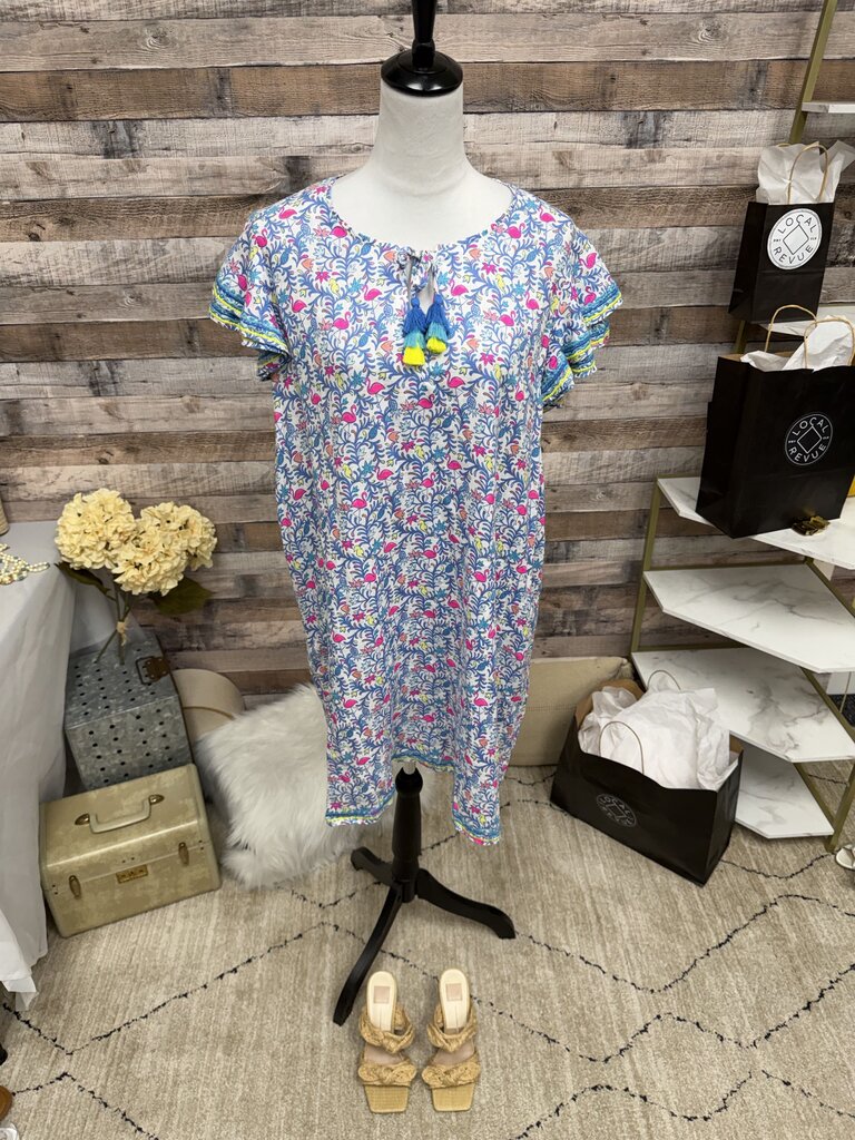 Vineyard Vines Blue & Pink Flamingo W/Tassles
