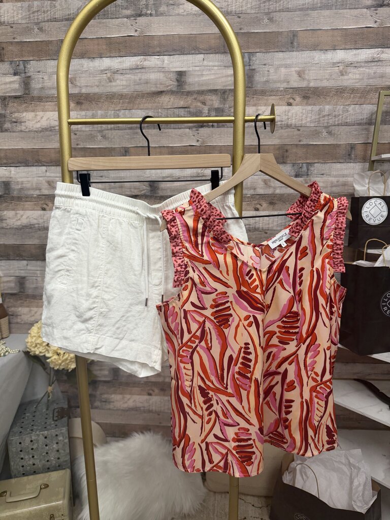 Athleta White Linen Draw String Shorts