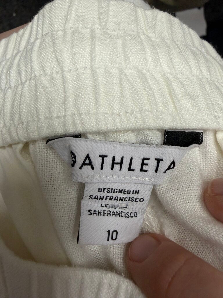 Athleta White Linen Draw String Shorts