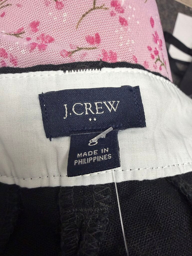 J Crew Black Linen Blend Scallop Hem Shorts