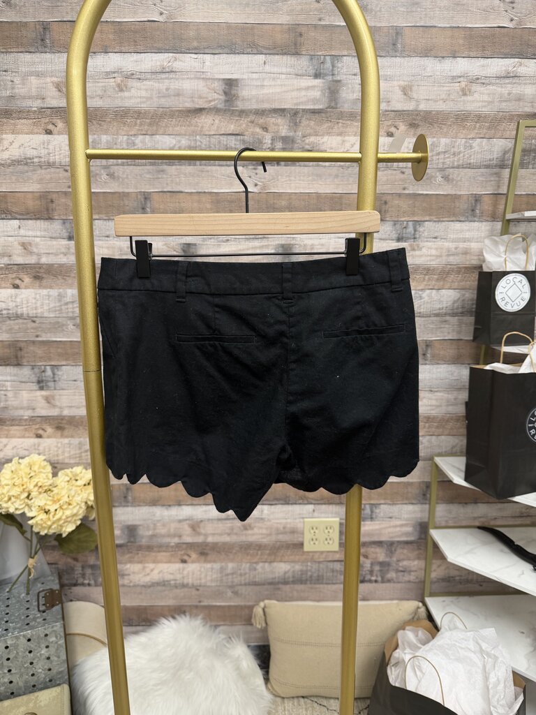 J Crew Black Linen Blend Scallop Hem Shorts