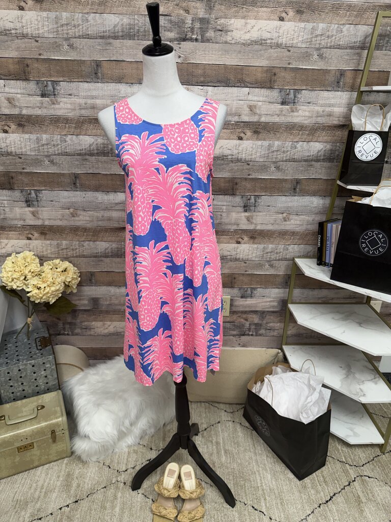 Lilly Pulitzer Blue w/Pink Pineapples Lattice Back Shift