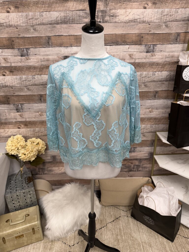 Anthropologie Turquoise Lace Illusion Overlay