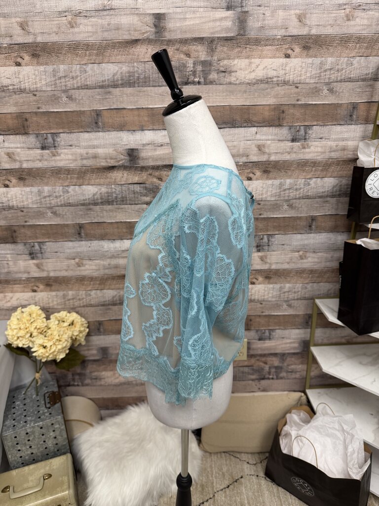 Anthropologie Turquoise Lace Illusion Overlay