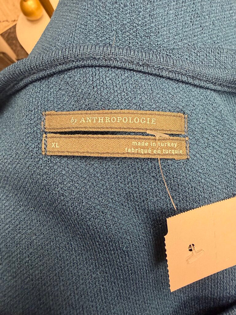 Anthropologie Blue Tank w/Silver 1 Shoulder Detail