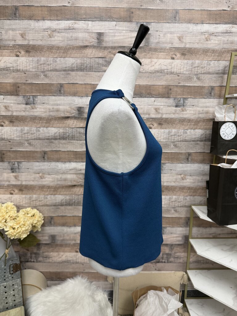 Anthropologie Blue Tank w/Silver 1 Shoulder Detail