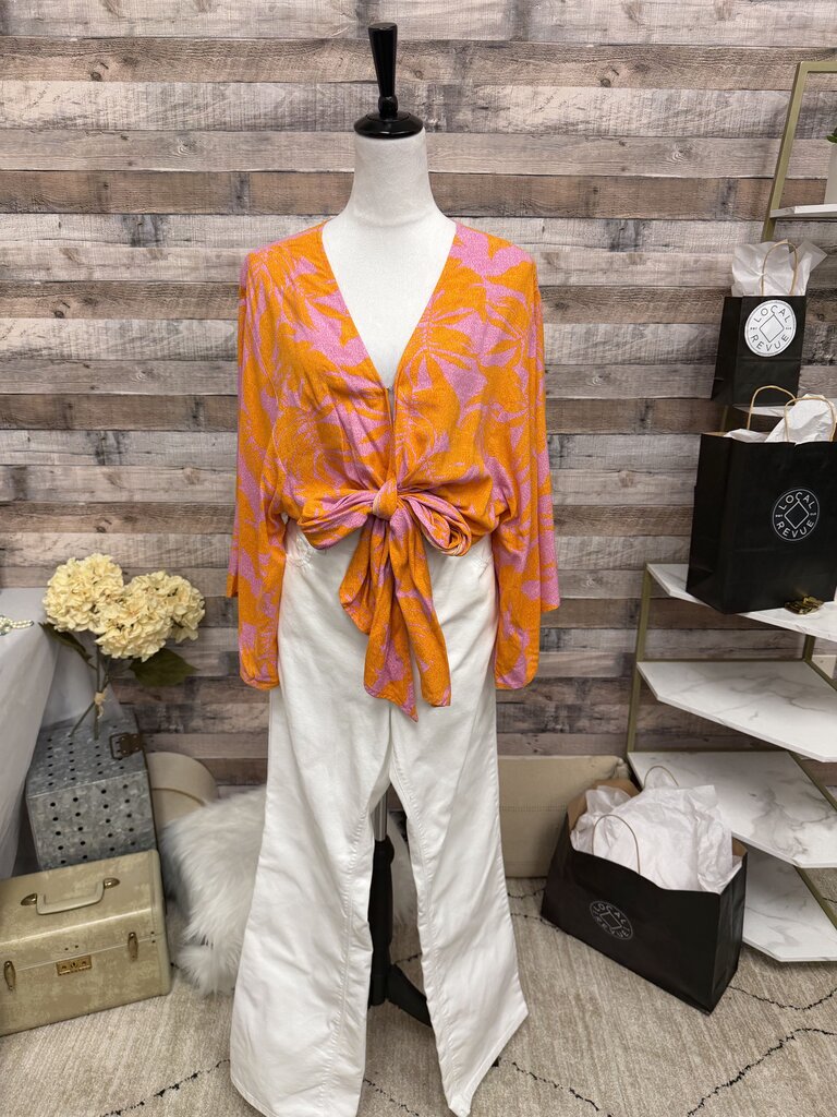 XIX Palms X Tribal Orange & Pink Tie Front