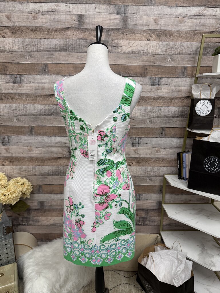 NWT Lilly Pulitzer White w/Pink Orchids Ribbed Back Zip Tank