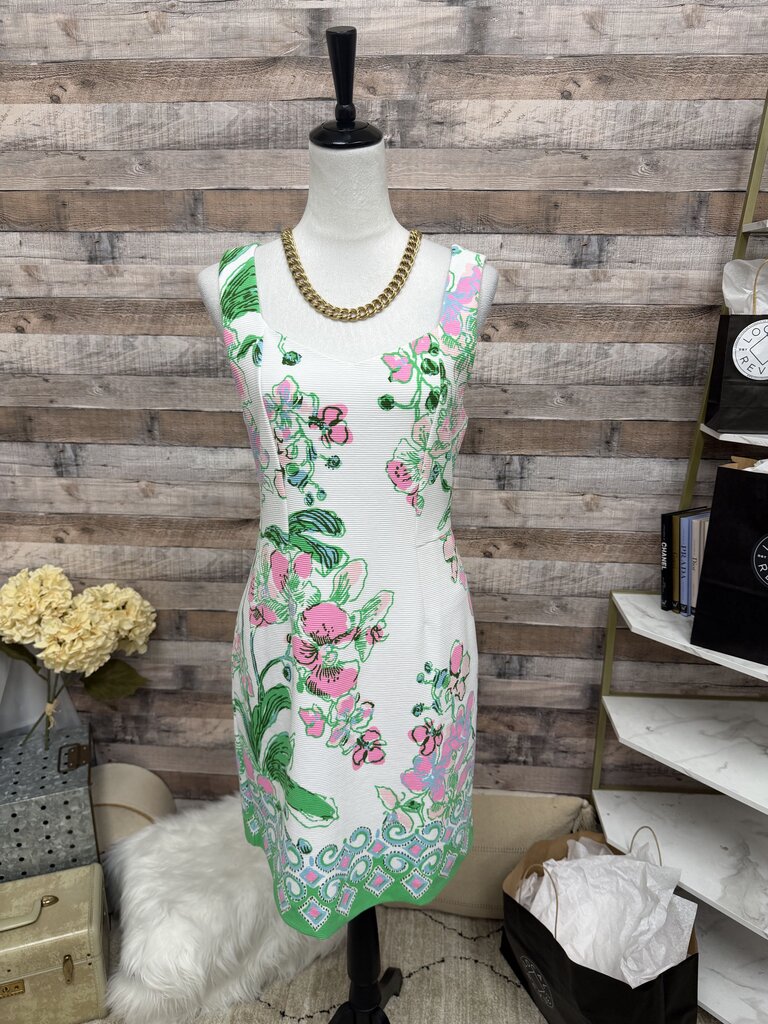NWT Lilly Pulitzer White w/Pink Orchids Ribbed Back Zip Tank