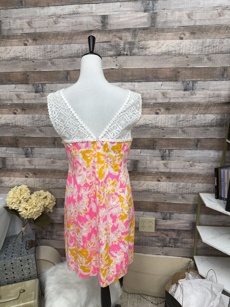 Lilly Pulitzer Pink, Orange & White Embroidered Neck Sleeveless