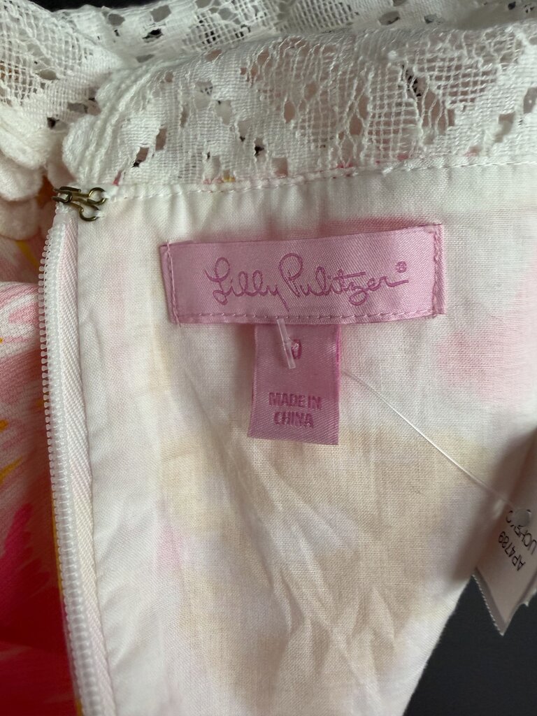 Lilly Pulitzer Pink, Orange & White Embroidered Neck Sleeveless