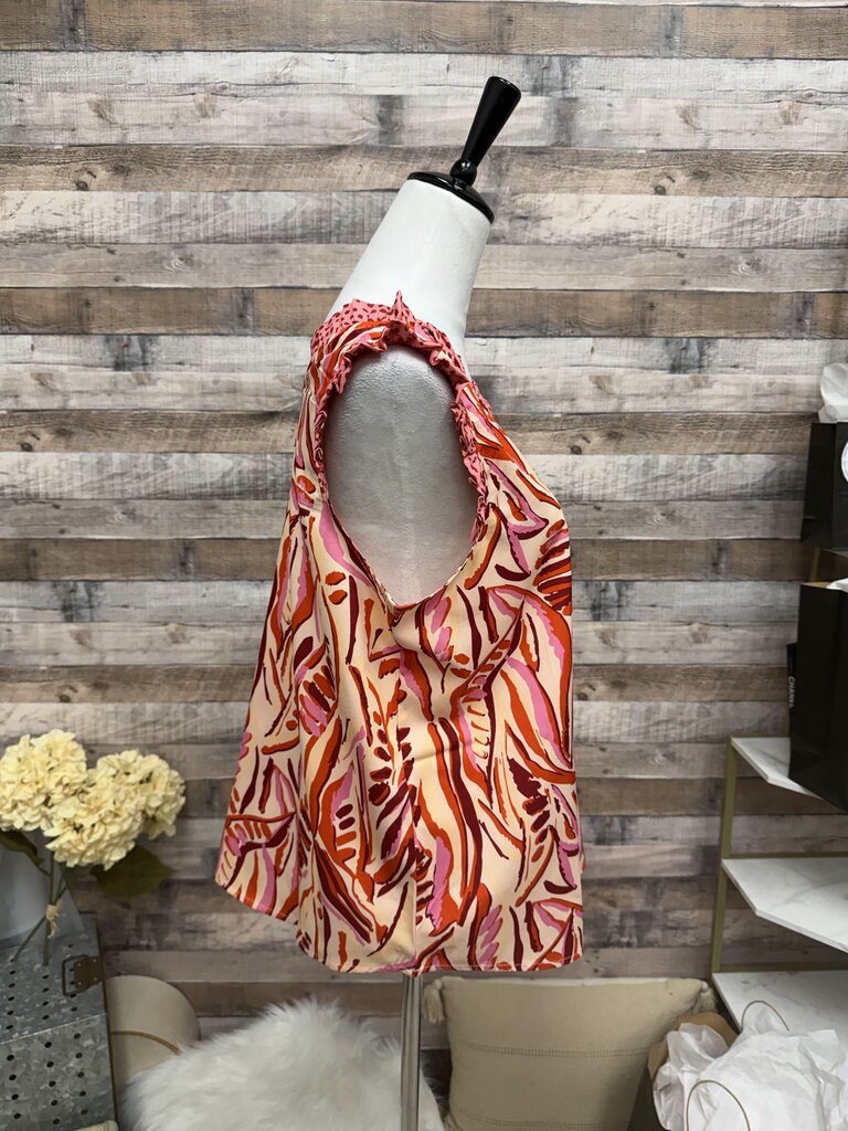Periwinkle Peach & Red Ruffle Neck & Sleeve
