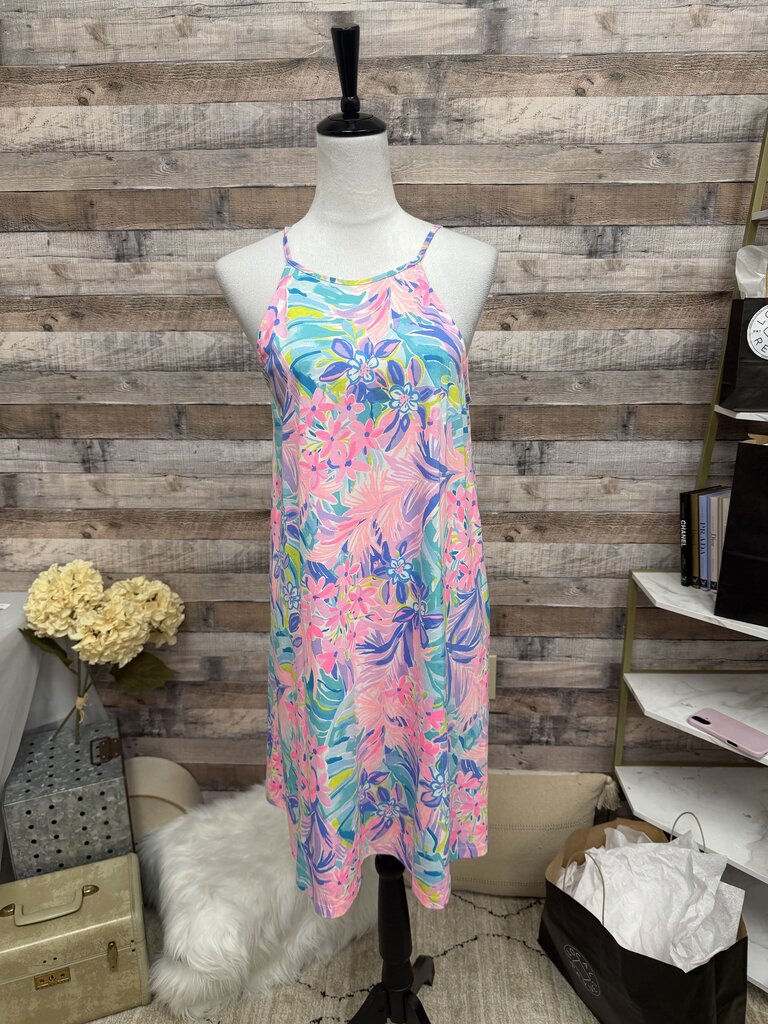 Lilly Pulitzer Aqua, Pink, Purple Floral Print Racerback Tie Back