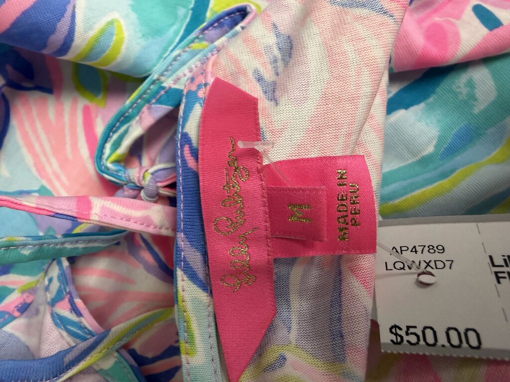 Lilly Pulitzer Aqua, Pink, Purple Floral Print Racerback Tie Back