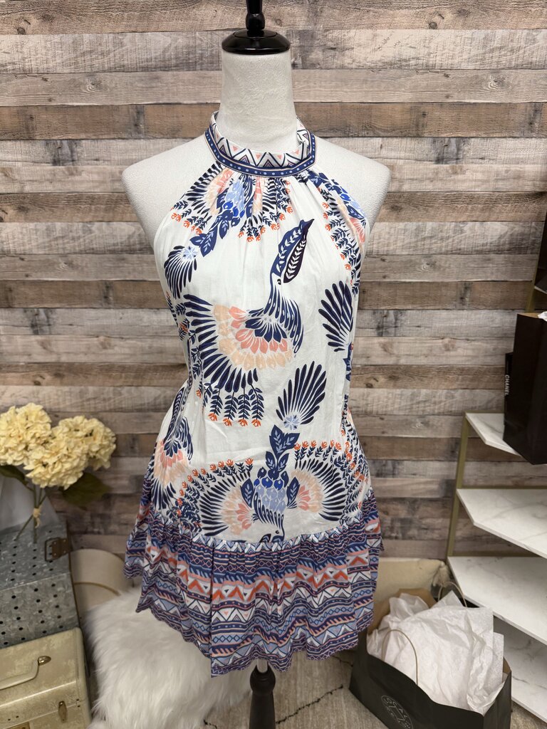 NWT Mimi Seabrook Blue & White Aztec Hemline