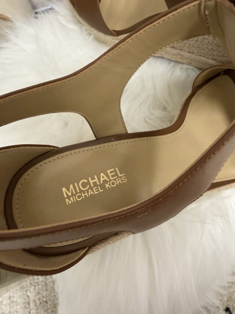 Michael Kors Brown Leather Espadrille Wedge