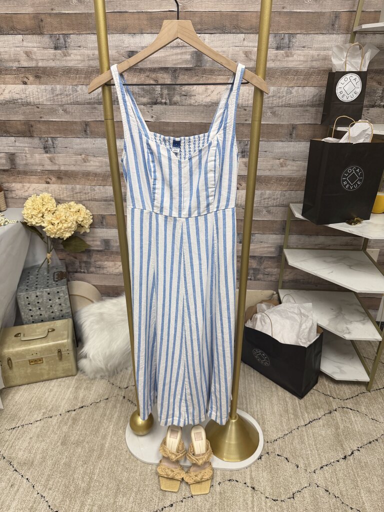 White And Blue Stripe Old Navy Midi Dress