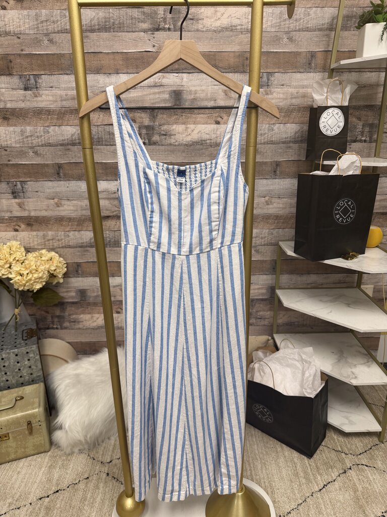 White And Blue Stripe Old Navy Midi Dress