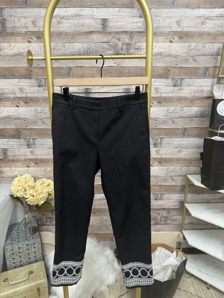 Black With Lace Trim Ann Taylor Cropped Pants