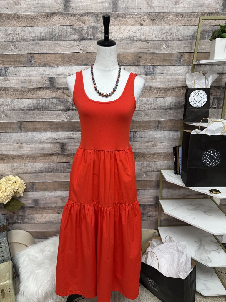 Red J.Crew Sleeveless Tank Style Maxi Dress
