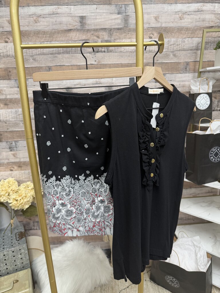 Black With Embroidery Detail J.Jill Pencil Skirt