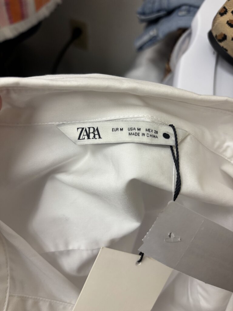 White Embellished Zara Button Down Blouse