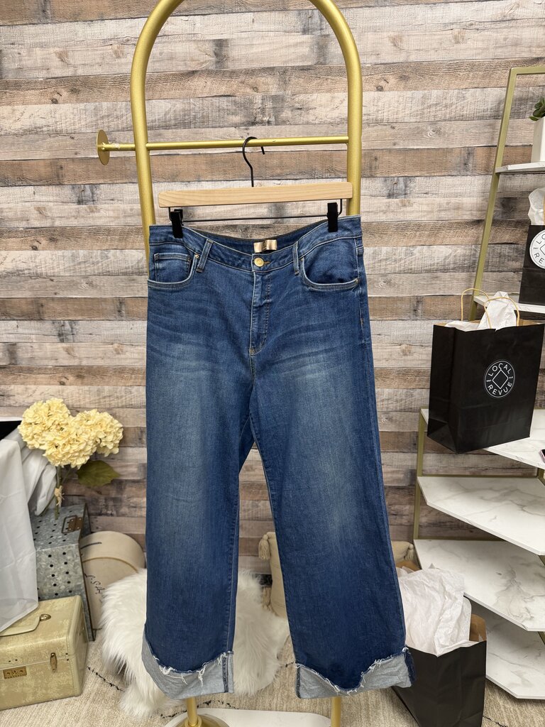 Blue KUT From The Kloth High Rise Wide Leg With Raw Hem Jeans