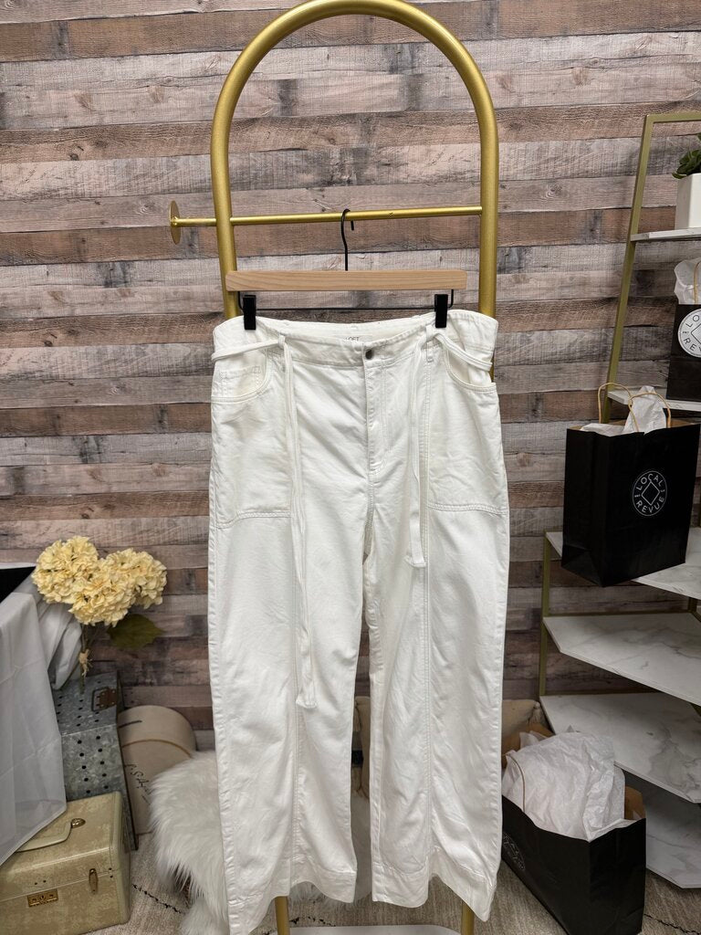 White LOFT Cropped Cargo Pants