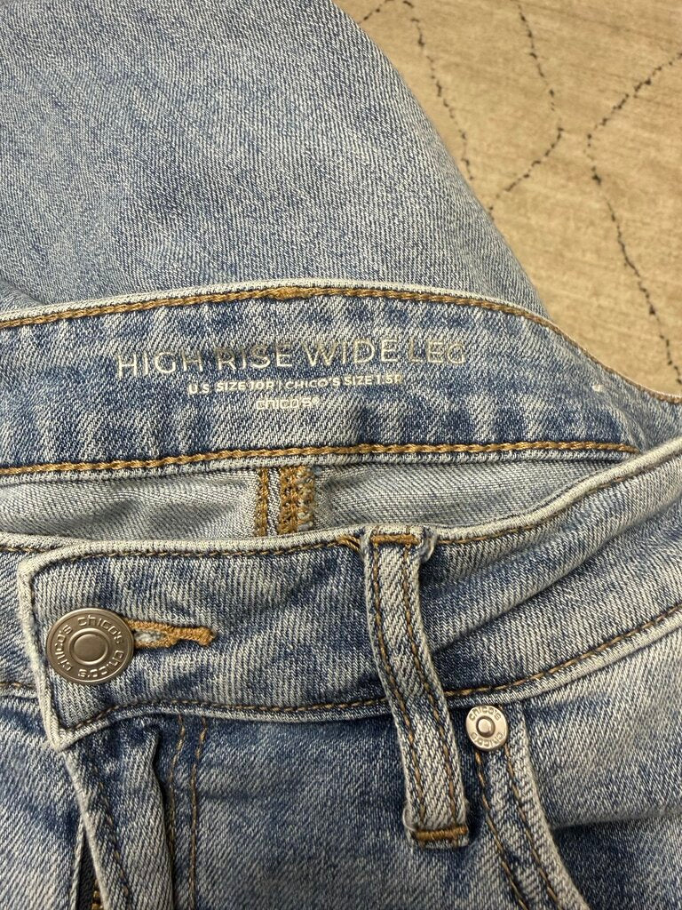 Blue Chico's Straight Leg Light Wash Jeans