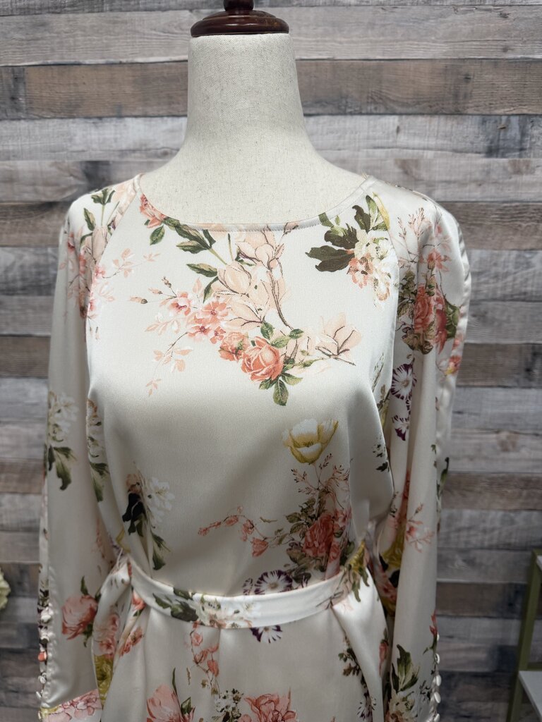 Vince Camuto Blush w/Pink & Green Floral Print Satin Blouse