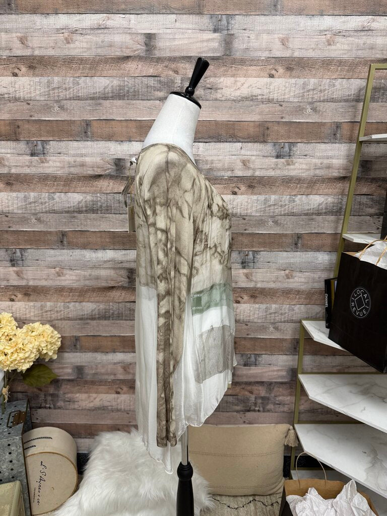 Belle France Ivory & Brown Tie Dye Tunic