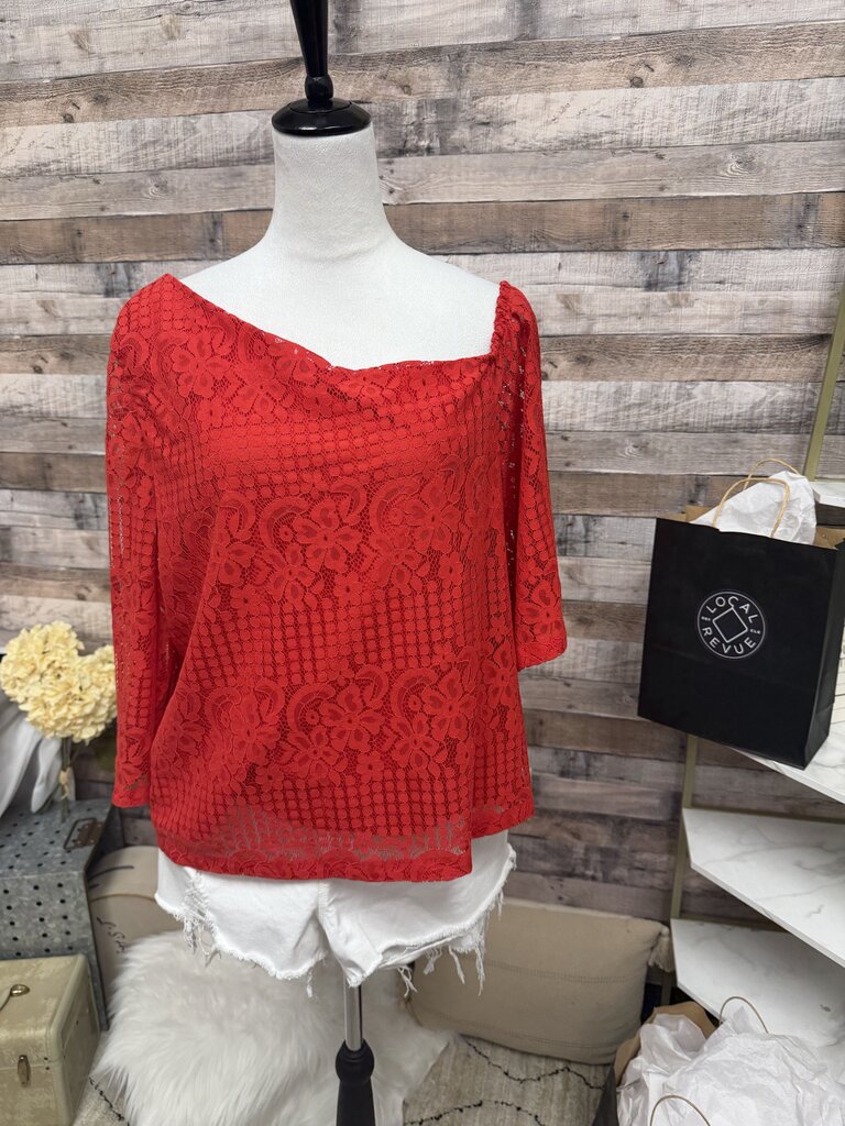 Laundry by Shelli Segal Red Lace Off Shoulder