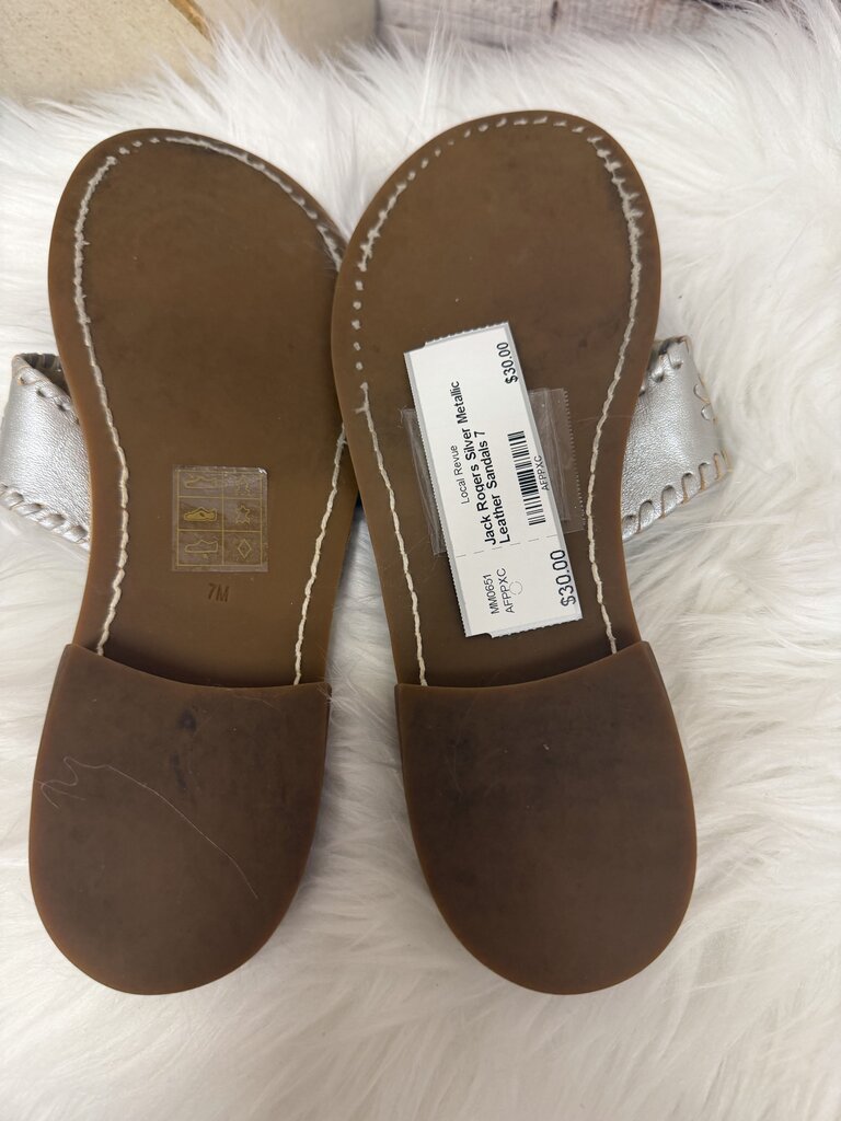 Jack Rogers Silver Metallic Leather Sandals