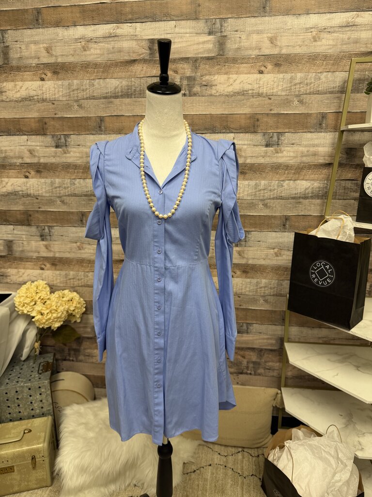 Blue BCBGMAXAZRIA Cold Shoulder Shirt Dress