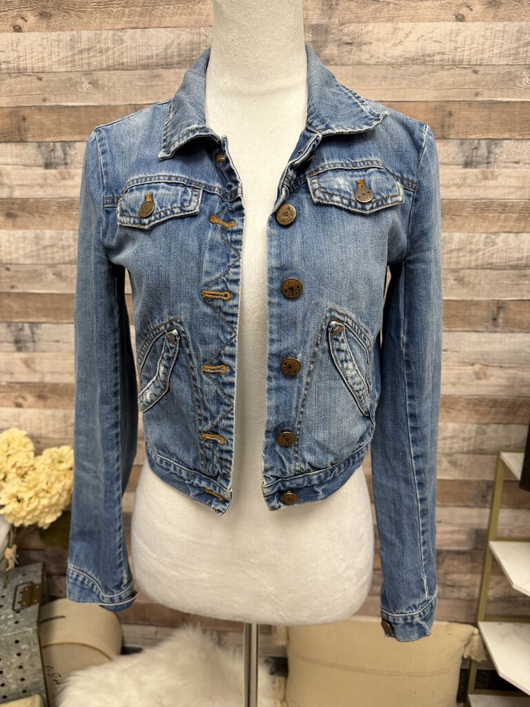 Blue Luxury Rebel Cropped Style Denim Jacket