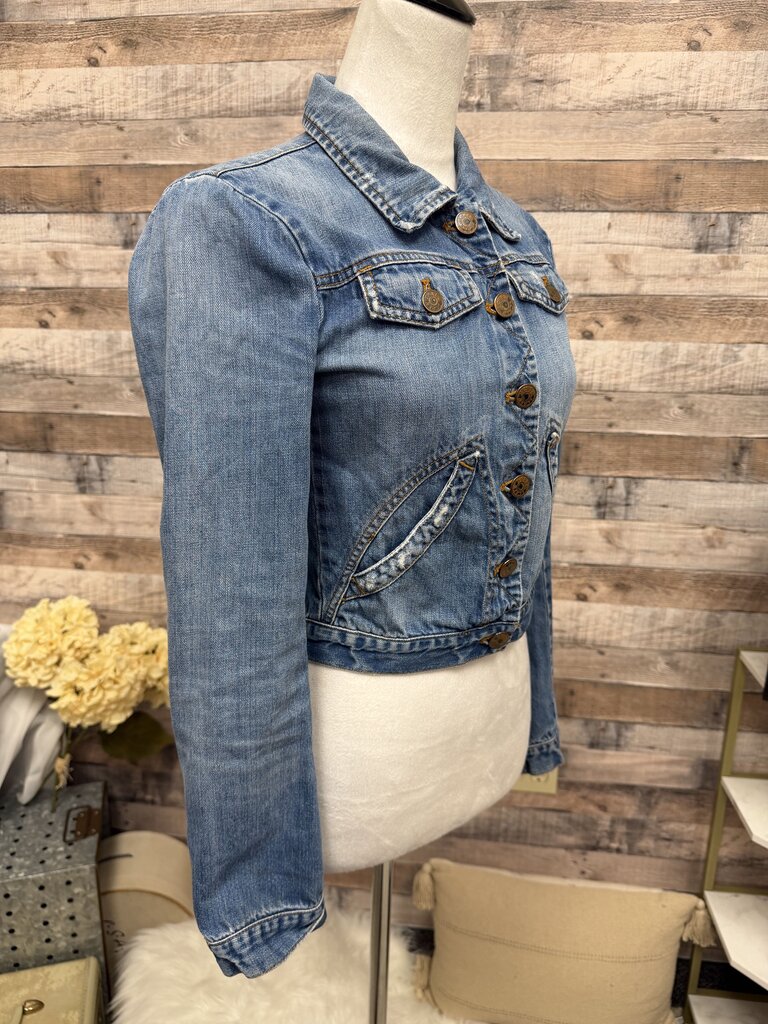 Blue Luxury Rebel Cropped Style Denim Jacket