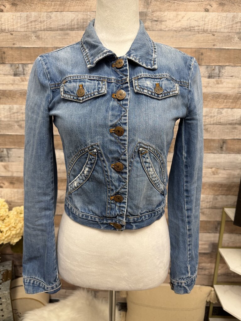 Blue Luxury Rebel Cropped Style Denim Jacket