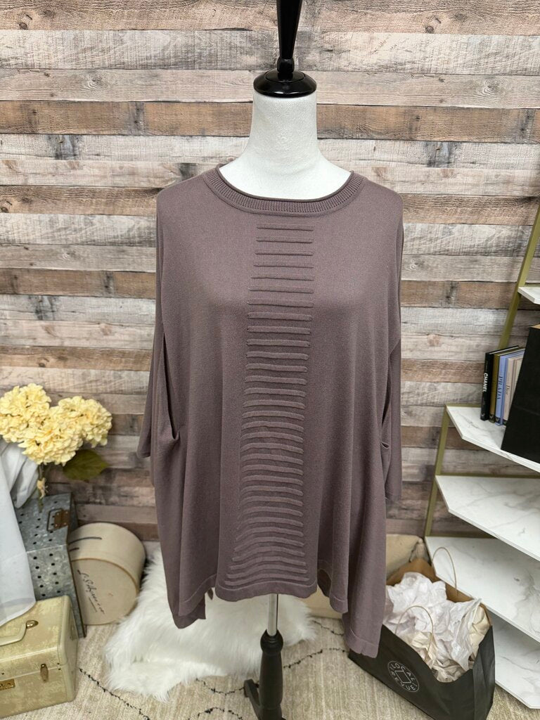 Grey Panet By Lauren G Asymmetrical Hem Sweater