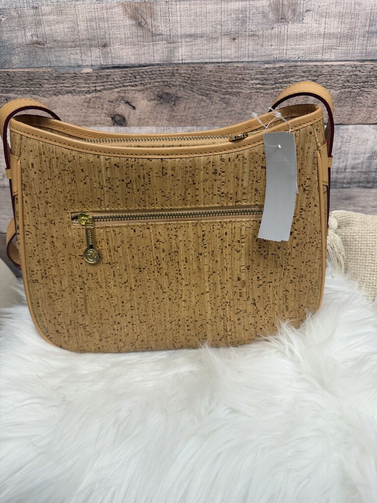 Brown Fossil Woven Straw Crossbody Bag